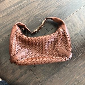 Cole Haan Woven Leather brown weaved hobo Satchel Handbag